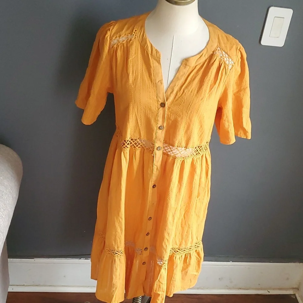 Knox Rose woman's orange buttondown dress size M - Picture 1 of 14